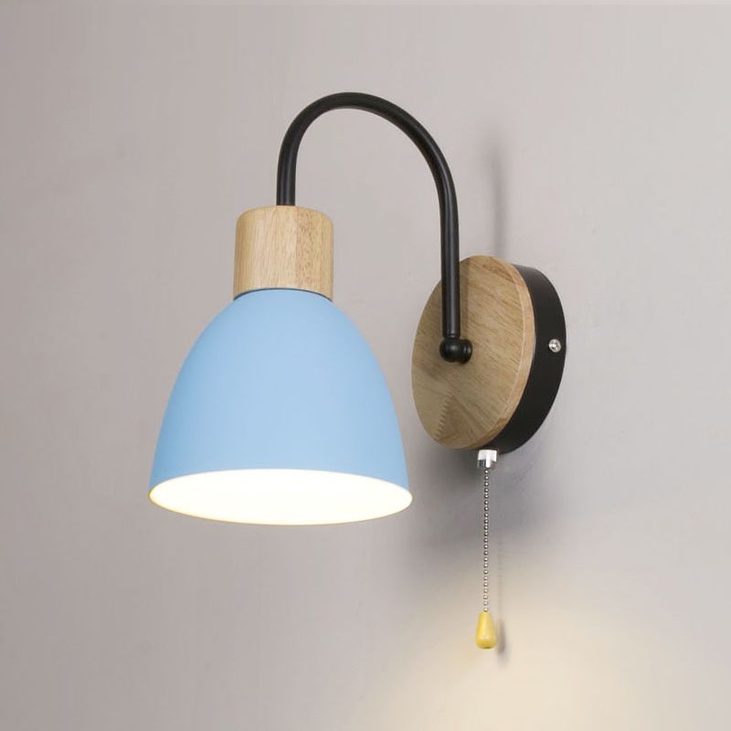 Moderner Stil Flared Leuchtenleuchten Holz 1 leichte Wand montierte Beleuchtung