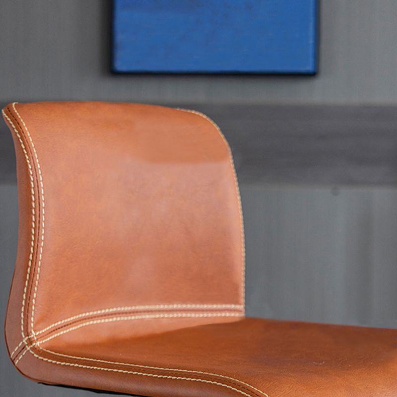 Contemporary Home Low Back Stool Matte Finish Leather Barstool