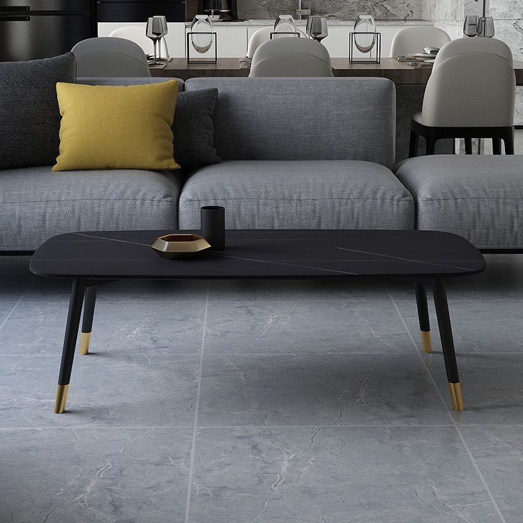 Glam Slate Coffee Table 4 Legs Rectangular Cocktail Table for Home