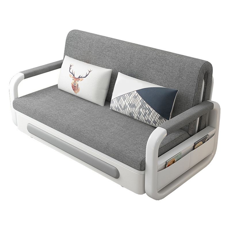 33.46" WideLinen Square Arm Sofa Bed Stain Resistant Convertible Sofa