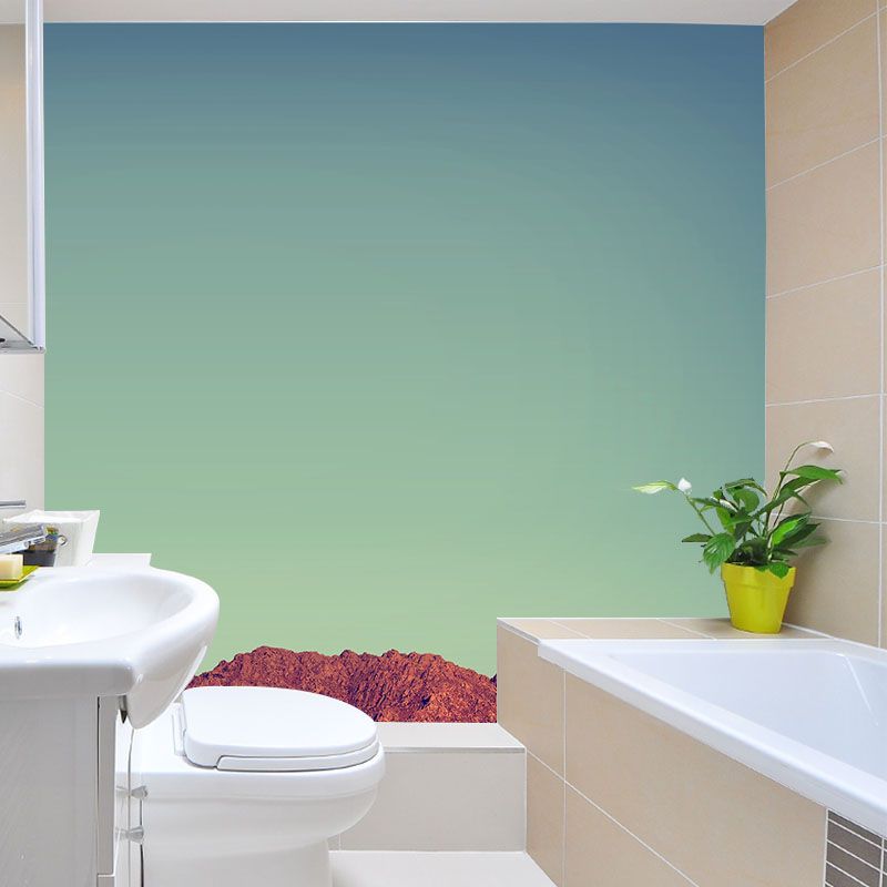 Mountain with Clean Sky Mural Blue Minimalist Wall Covering for Living Room, Size Optional