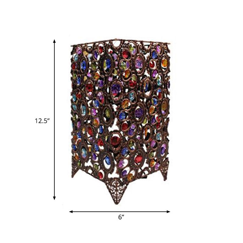 Metal Brass/Bronze Table Lamp Rectangular 1 Head Art Deco Nightstand Lighting for Living Room