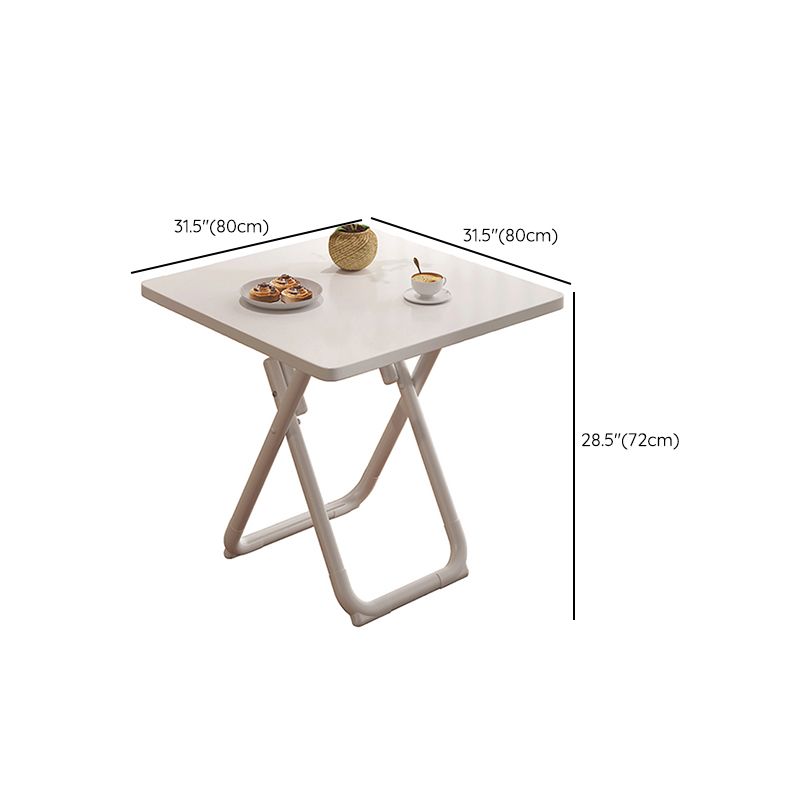 Modern Folding Dining Table Wooden Tabletop with Metal Base for Home