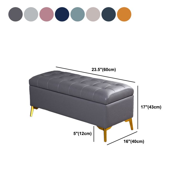 Glam Pouf Ottoman PU Leather Upholstered Solid Color Tufted Square Ottoman with Storage