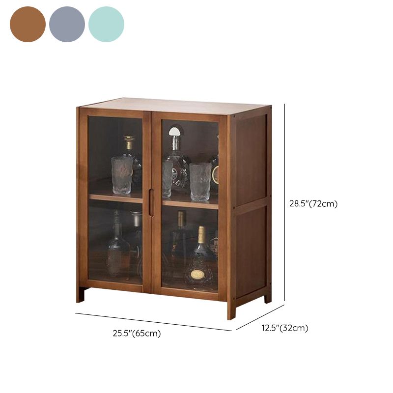 Contemporary Glass Doors Display Stand Bamboo Hutch Buffet with Doors