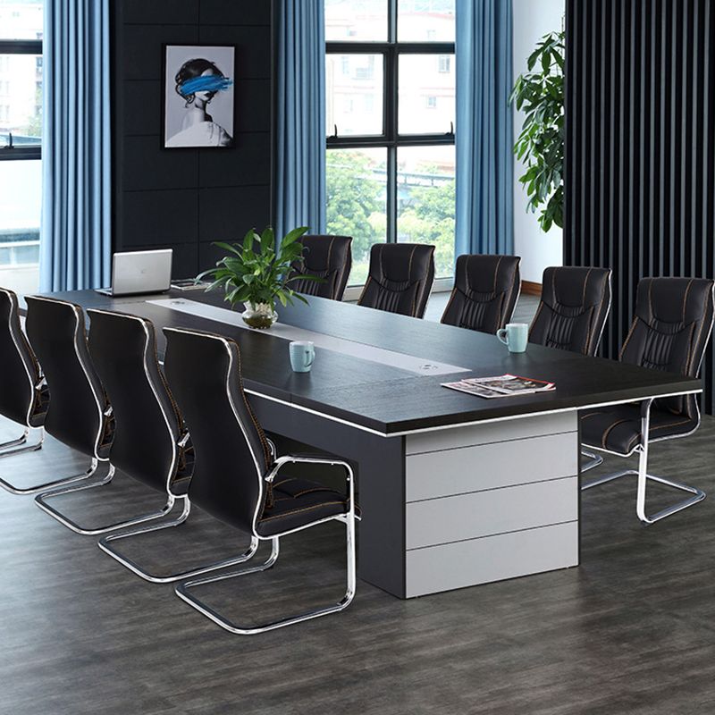 Faux Leather Task Chair Modern High Back Office Chair with Fixed Arms