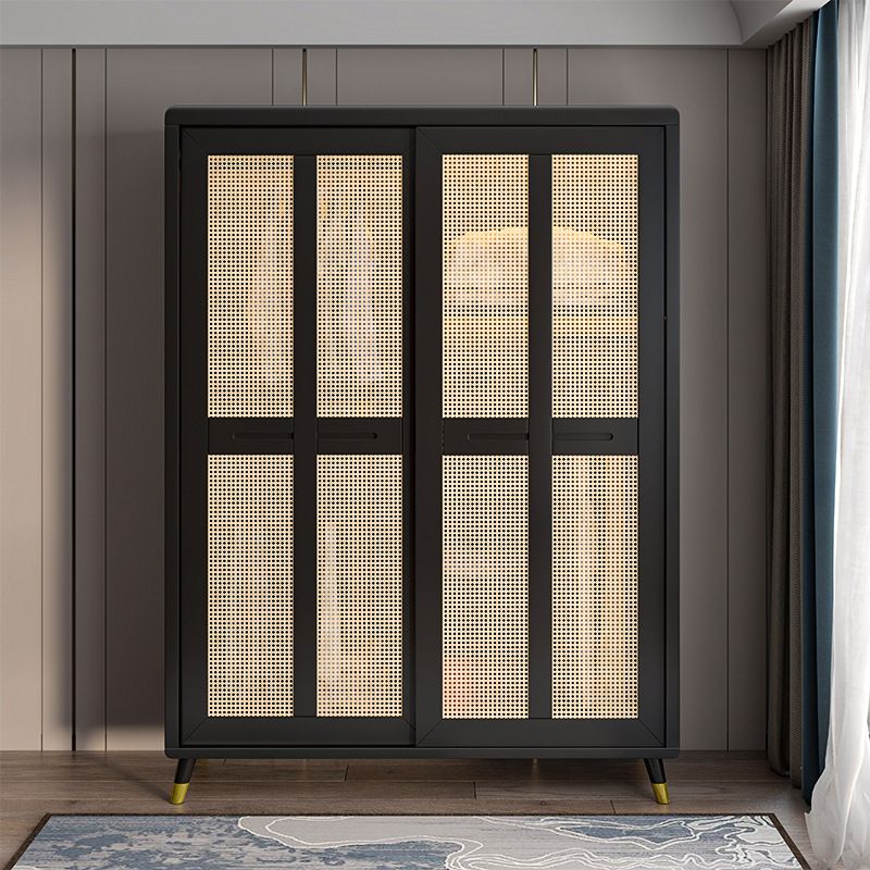 Rubberwood Wardrobe Cabinet Contemporary Wardrobe Armoire with Shelves