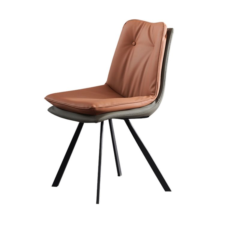 Leather Dining Side Chair Industrial Design Armless Solid Back Chairs