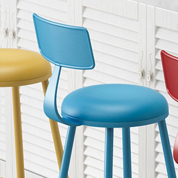 Scandinavian Metal Barstool Fabric Upholstered Counter Stool in Matte Finish