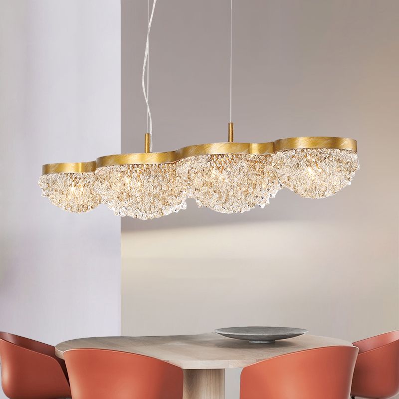 Contemporary Style Dome Island Lighting Ideas Crystal 4 Light Island Lights