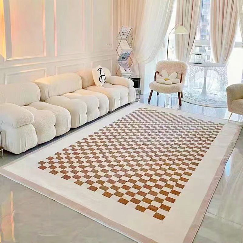 Minimalist Polyester Carpet Color Block Area Rug Non-Slip Backing Carpet for Living Room