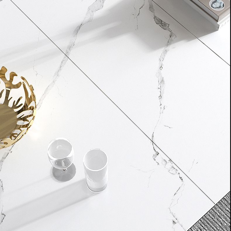 Rectangle Modern DiningRoomTableSet Sintered Stone Top DiningSet with Metallic 4 Legs Base