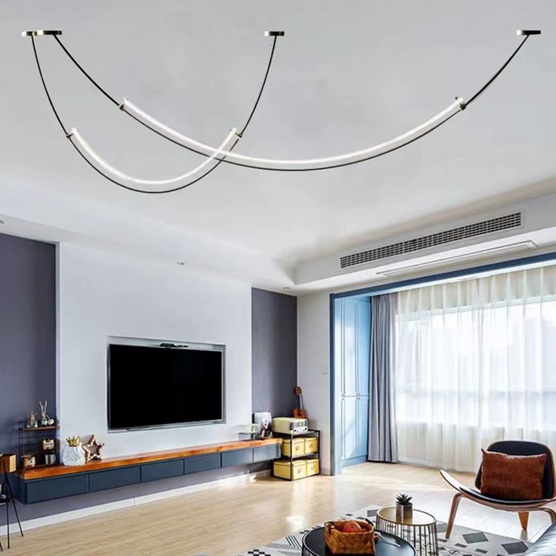 Acrylic Linear Island Lighting Modern Chandelier Lamp for Dining Room