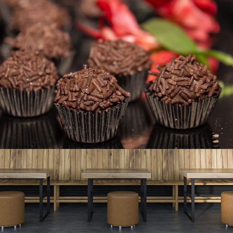 Colorful Cupcake Wall Decal Bakery Mural Wallpaper Water Resistant, Personalized Size