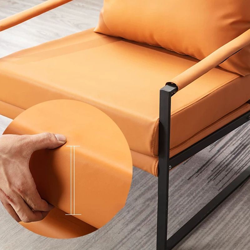 Square Arms 27" Wide Sled Based Faux Leather Arm Chair with Pillow Back