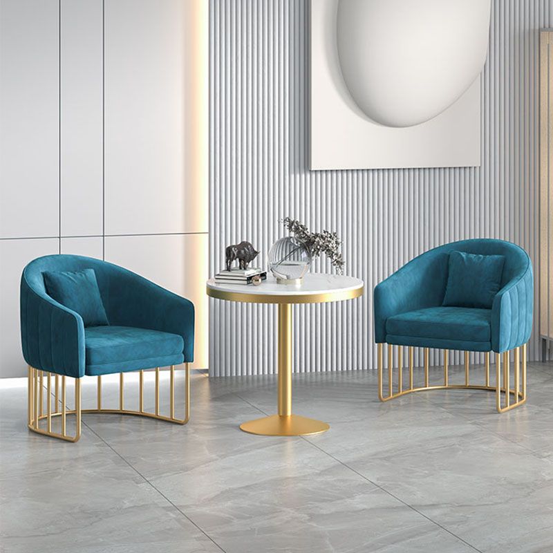Glam Metal Dining Room Chair Velvet Armless Dining Chairs for Home Use