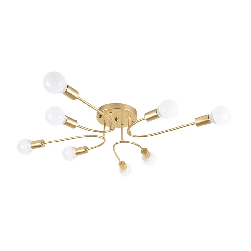 Starburst Semi Flush Mount Lighting Nordic Metal 6/8/10 Lichter Weiß/Gold/Schwarz Deckeneinbauleuchte für Schlafzimmer