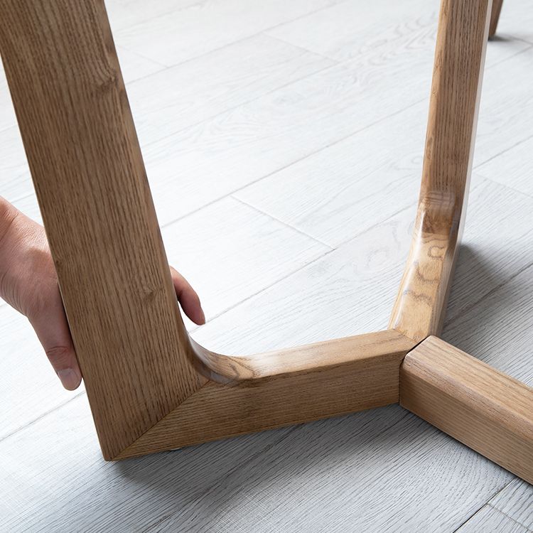 White Dining Table with Trestle Base Modern Natural Frame Dinner Room Kitchen Table