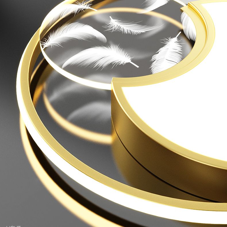 Lacquered Circular LED Ceiling Light in Modern Creative Style Feather Indoor Ceiling Fixture with Acrylic Shade