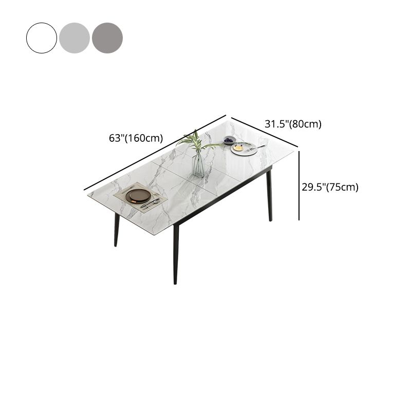 Industrial Rectangle Dining Site Table Stone Top Extendable Trestle Dining Table