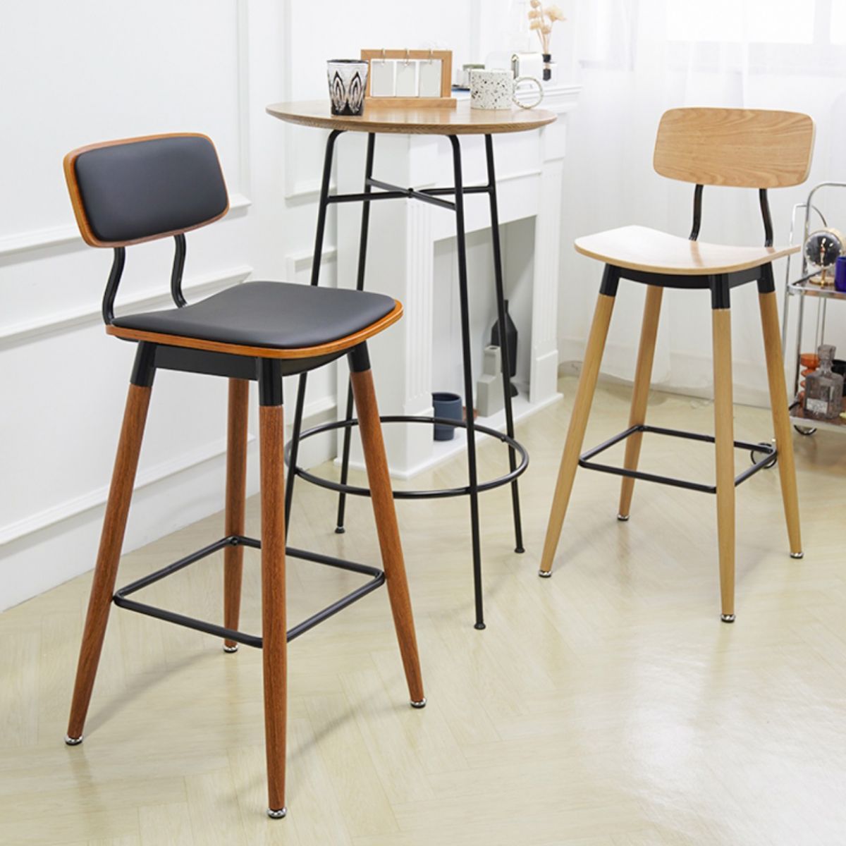Contemporary Low Back Saddle Seat Bar Stools with Metal Base