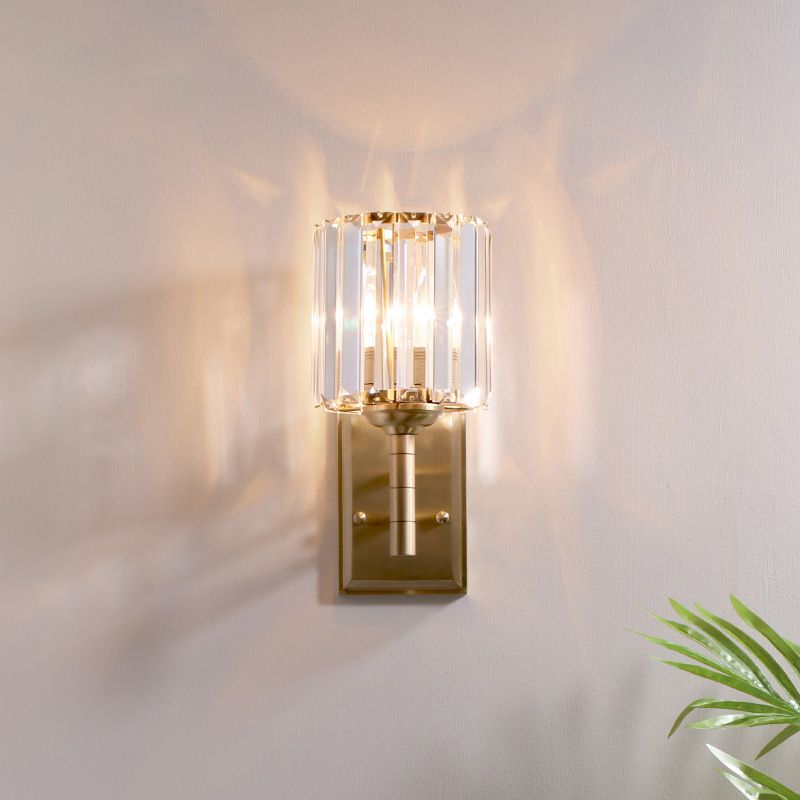 Brass Prismatic Sconce Light Wall Contemporary 1 Light Crystal Wall Montated Lighting per camera da letto