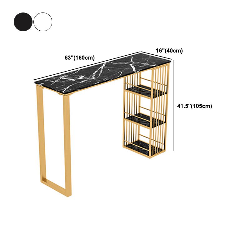 1/4 Pieces Luxurious Rectangle Pub Table Set Marble Counter Table Set with High Stools