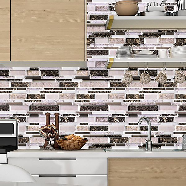 Modern Peel and Stick Backsplash Tile PVC Staggered Joint Peel and Stick Wall Tile