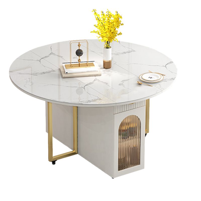 Modern Dining Set 1/3/7 Pcs Sintered Stone Folding Table with Upholstered Chairs