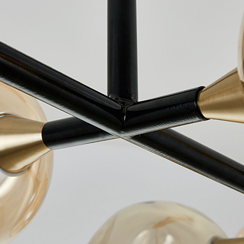 Glass Round Shape Chandelier Light Modern Style 8 Lights Chandelier Light Fixture in Gold