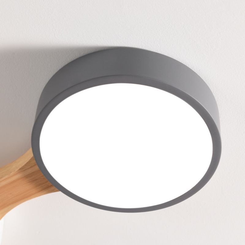 Moderne minimalistische LED-plafondlamp Houten Spoetnik Inbouw met acrylkap