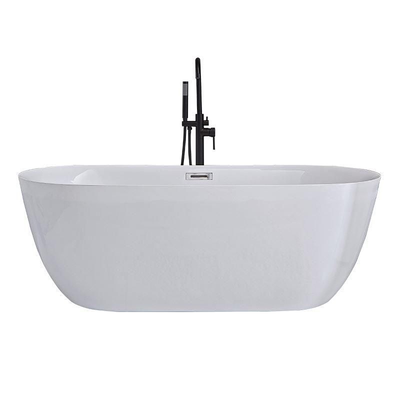 Modern Ellipse Acrylic Bathtub Freestanding Soaking Bathtub with Overflow Hole
