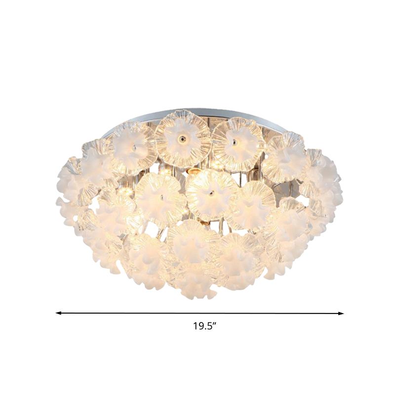 Crystal Flower Ceiling Mount Contemporary 4 Lights Chrome Flushmount Light for Living Room