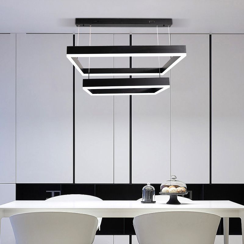 Accesorios de iluminación de lámparas cuadradas modernas araña de metal