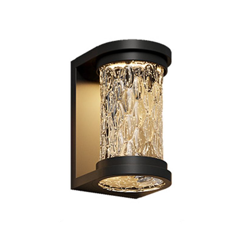 Simple Wall Sconce Cylinder Outdoor Wall Light Fixture with Glass