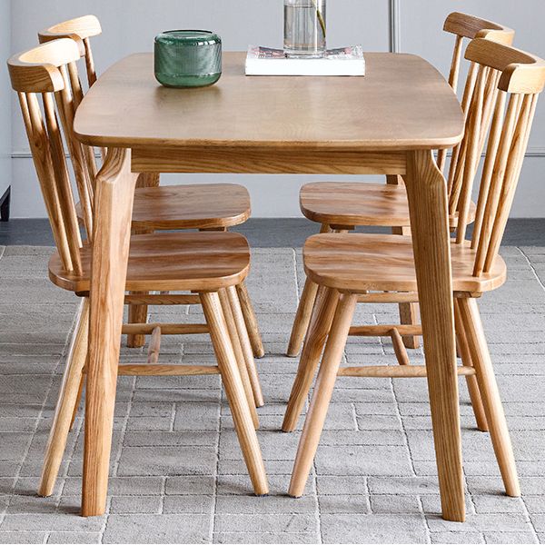 Modern Ash Wood Kitchen Table for Restaurant Rectangle Dining Table with 4 Legs