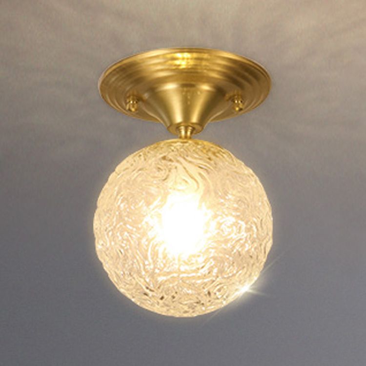 Spherical Glass Semi Flush Ceiling Light Nordic Style Gold Semi Mount Lighting