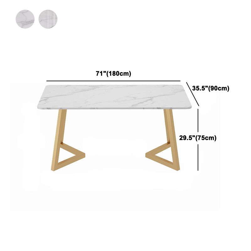 Traditional Luxury Dining Table White Stone Top Gold Base Dining Room Table