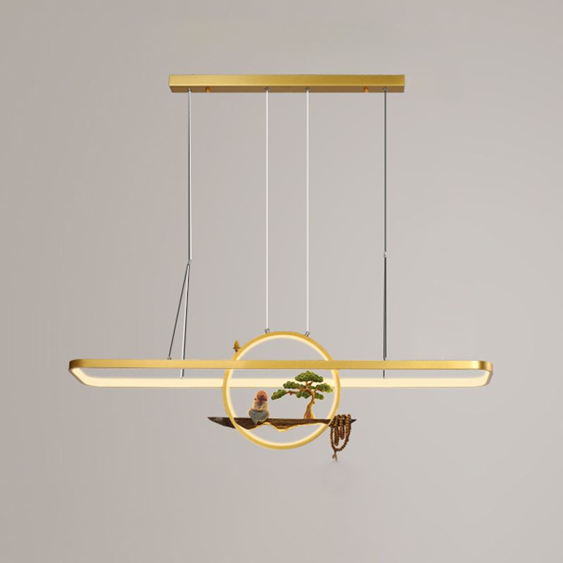 Aluminum Hanging Lights Rectangular Island Lighting Fixture for Dining Room