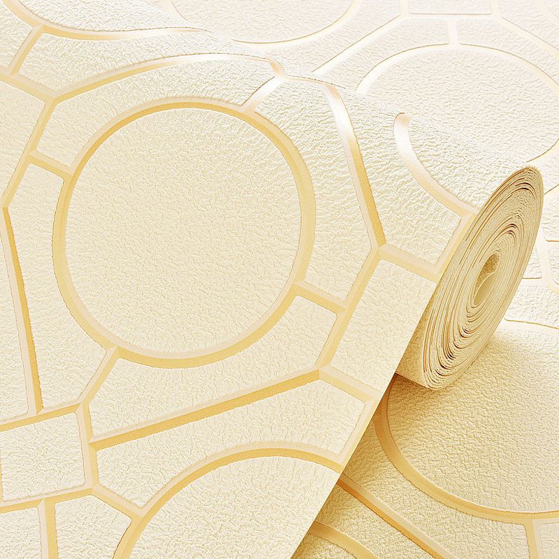 Textured Flock Wallpaper Roll Contemporary Non-Pasted Wall Covering with Trellis Pattern