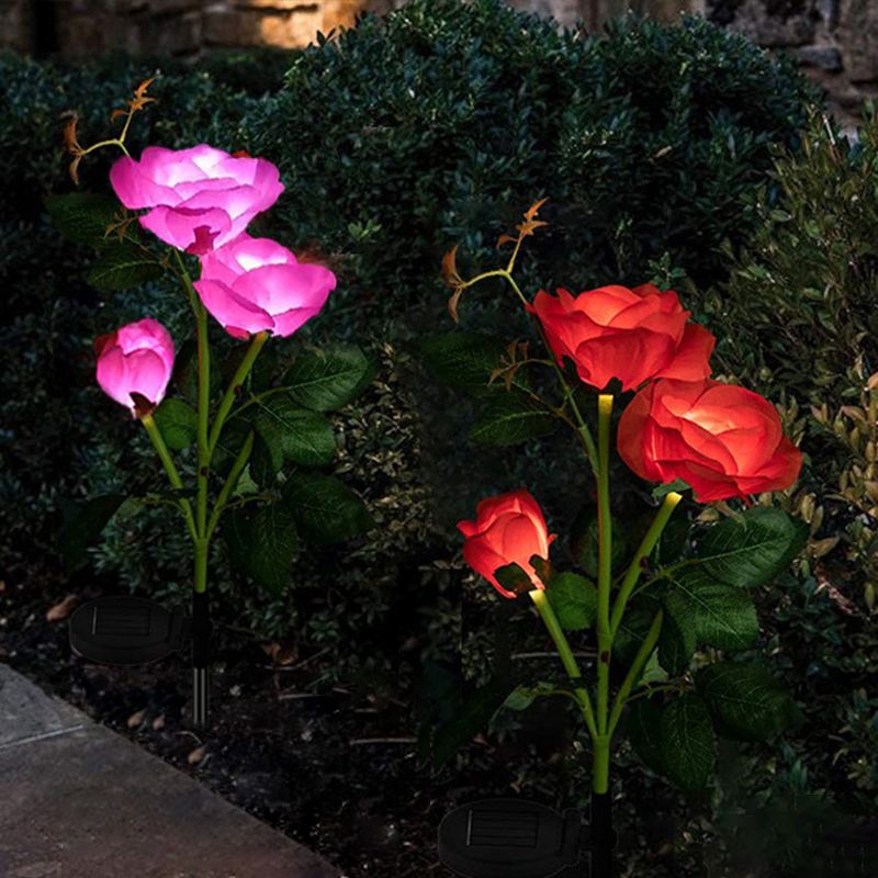 1 Pc Artistic Flower Shape LED Lawn Lighting Plastic Garden Solar Powered Stake Light