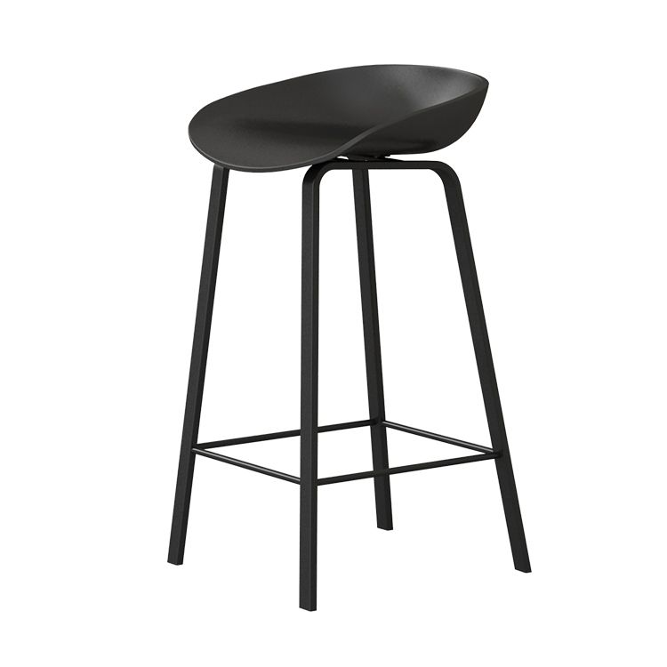 Taburete de bar con respaldo bajo y reposapiés moderno, cubo de plástico para interior, taburete de altura contraria