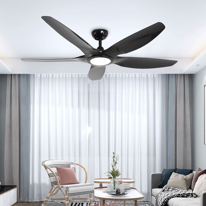 LED 5 Blades Halbflush -Beleuchtung modernistischer schwarzer Finish -Metall Deckenventilator Lampe für Schlafzimmer, 60 "W.