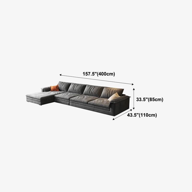 Dark Gray Faux Leather Sofa/Sectional Stain-Resistant Sofa for Living Room