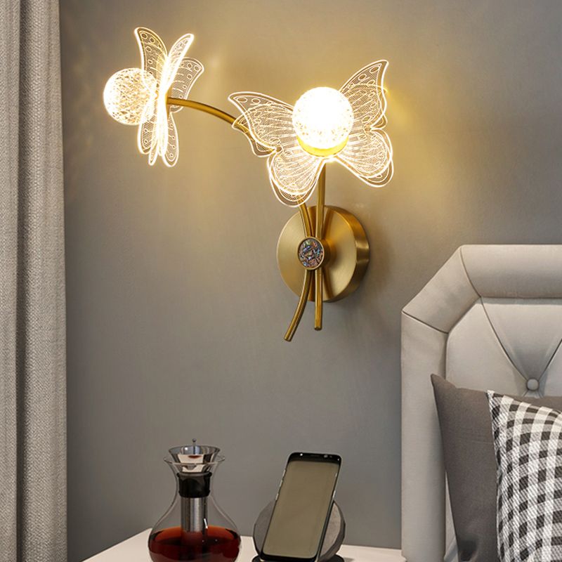 Acrylic Modern Wall Sconce Geometric Bronze Wall Mounted Light for Bedroom