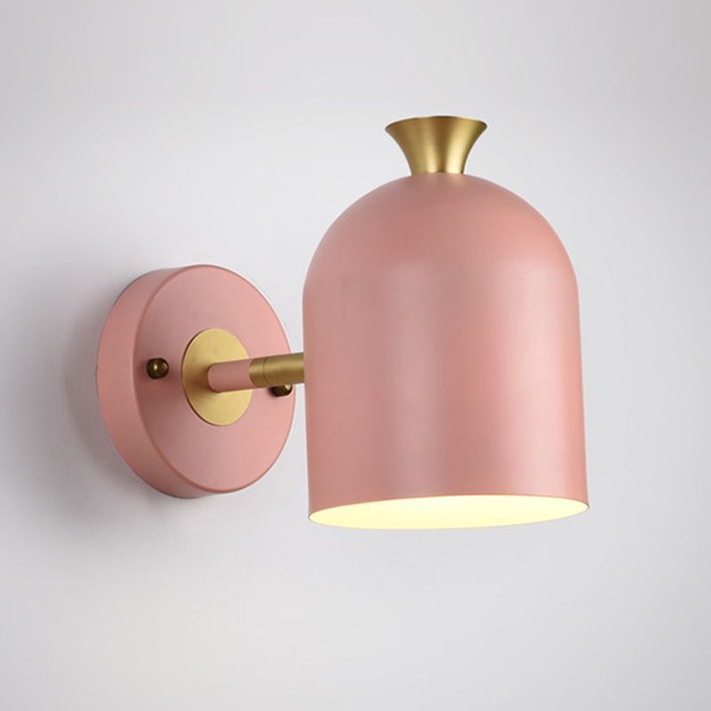 Macaron Style Wall Lamp 1-Light Wall Mount Lamp with Metal Shade for Bedroom