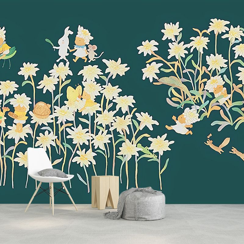 Childrens Art Baby Mural with Fairy Garden Pattern Soft Color Wall Decor for Nursery