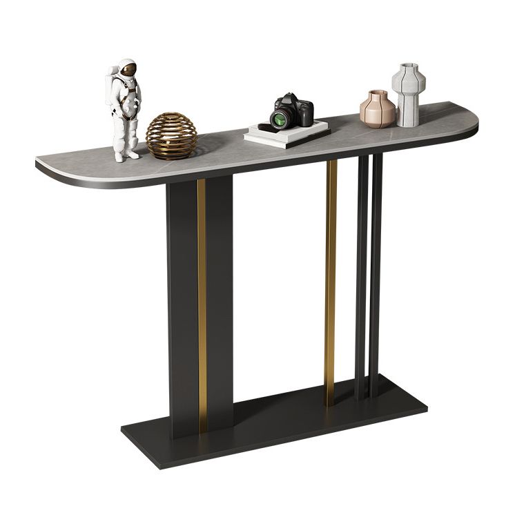 Modern Stone Console Table 11.81" W Half Moon Accent Table for Hall
