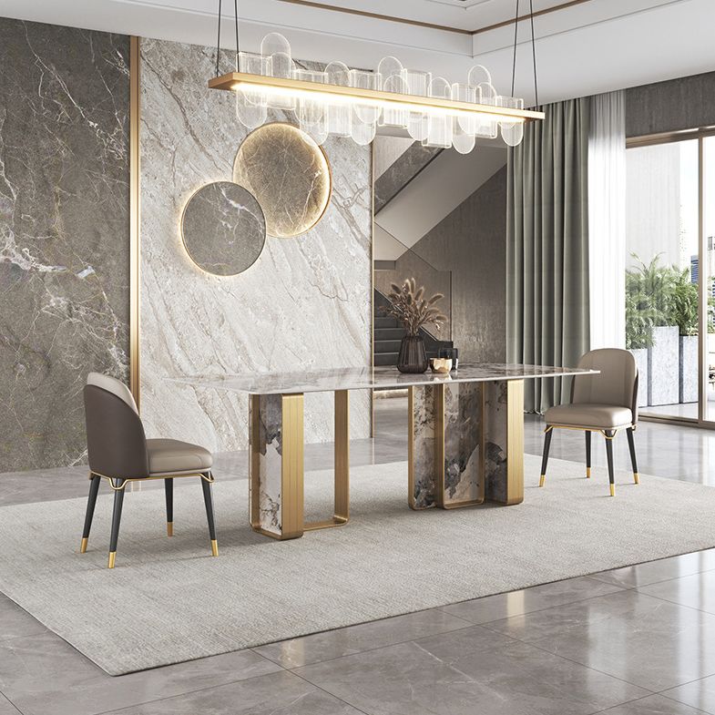 Nordic Glam Rectangle Sintered Stone Table Set 1/4/5/6/8 Pieces Dining Set