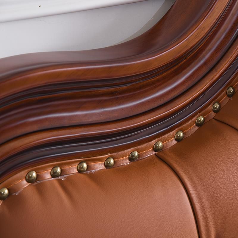 Victorian Tufted Standard Bed Rubberwood Panel Bed with Upholstered Headboard